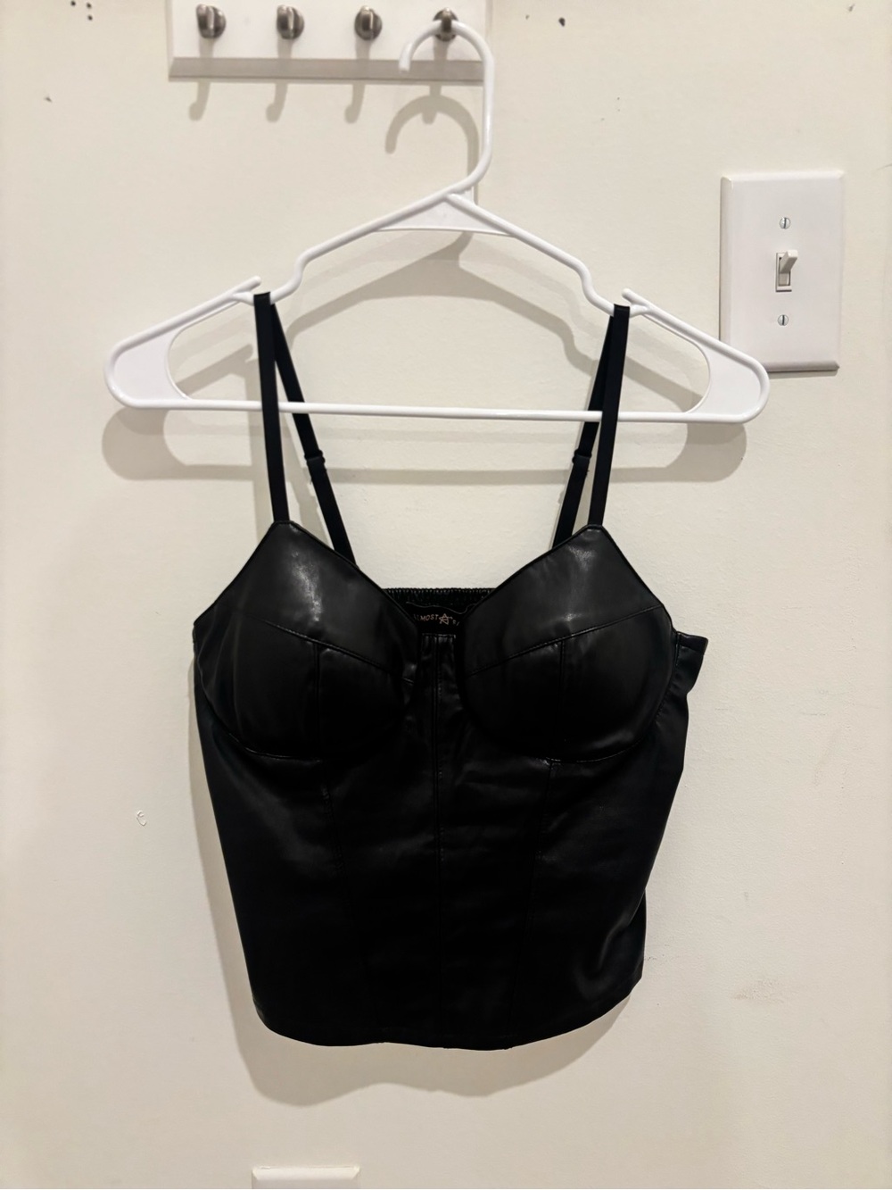 Almost Famous Black Faux Leather Bustier Top